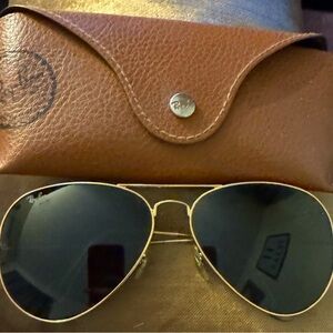 Ray-Ban Gold Frame Sunglasses with Green Lenses